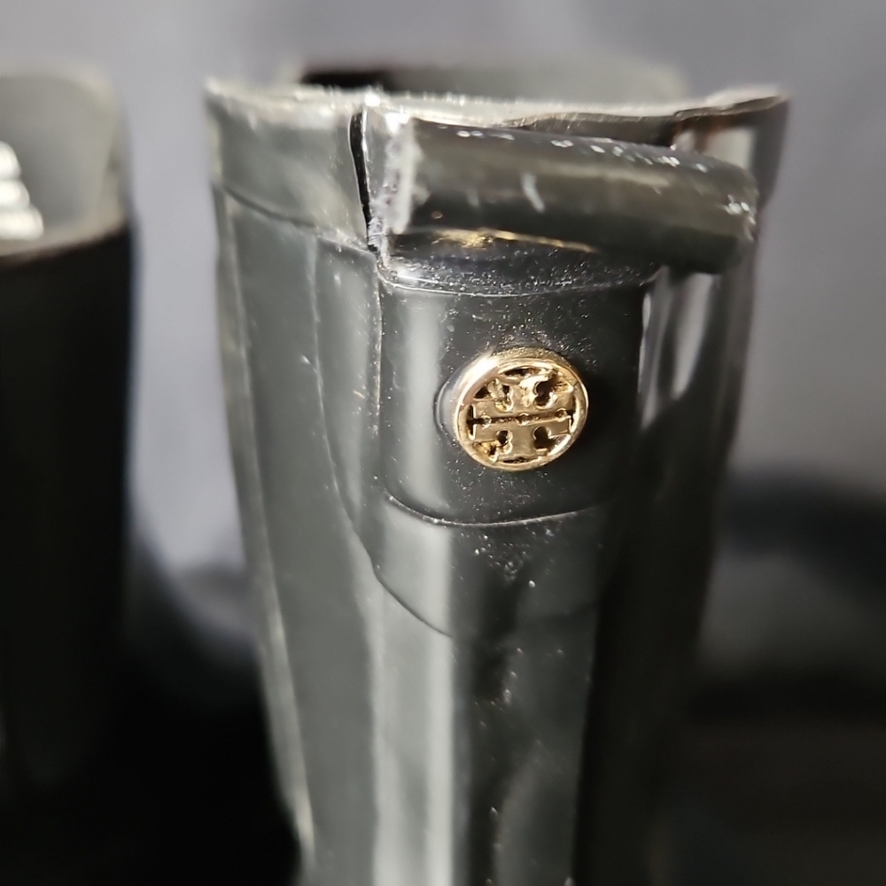 TORY BURCH Women's Foul Weather Black Rubber Rain Boots 7US Size NEW - Picture 5 of 9